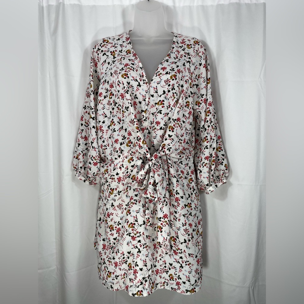 Umgee White and Red Floral Boho Dress.